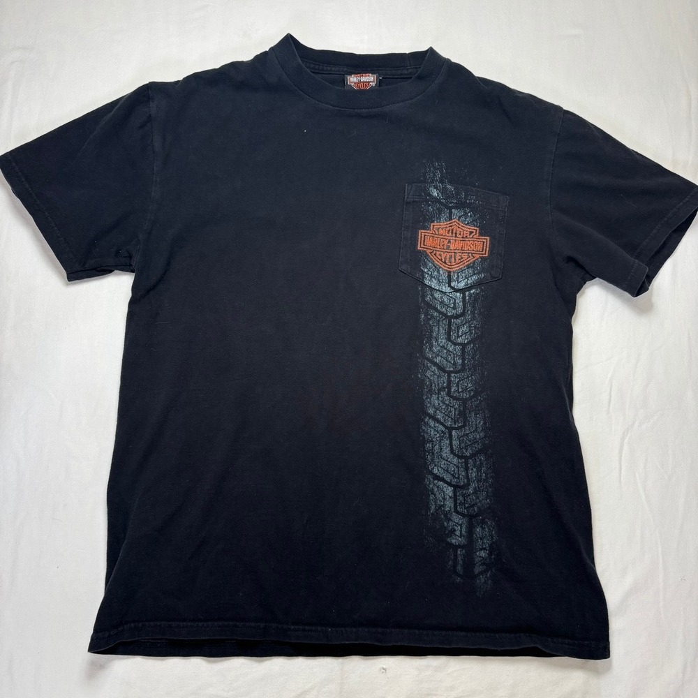 VTG 2009 Harley Davidson T-Shirt Mens L Black Grand Canyon Sedona AZ Pocket Tee